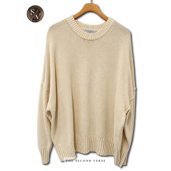 Primark Sweaters - Primark Womens Large Cream Oversized Crewneck Sweater Minimalist Slouchy